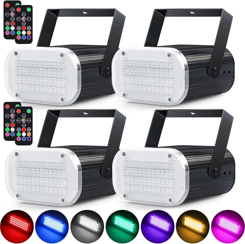 Luditek 4-Pack LED Strobe Lights 48LED Halloween, Multi-Color Sound Activated Disco Party Lights w/Remote Control, Flashing Strobe Lamp for Indoor Home Room Decorations Karaoke - Image 1